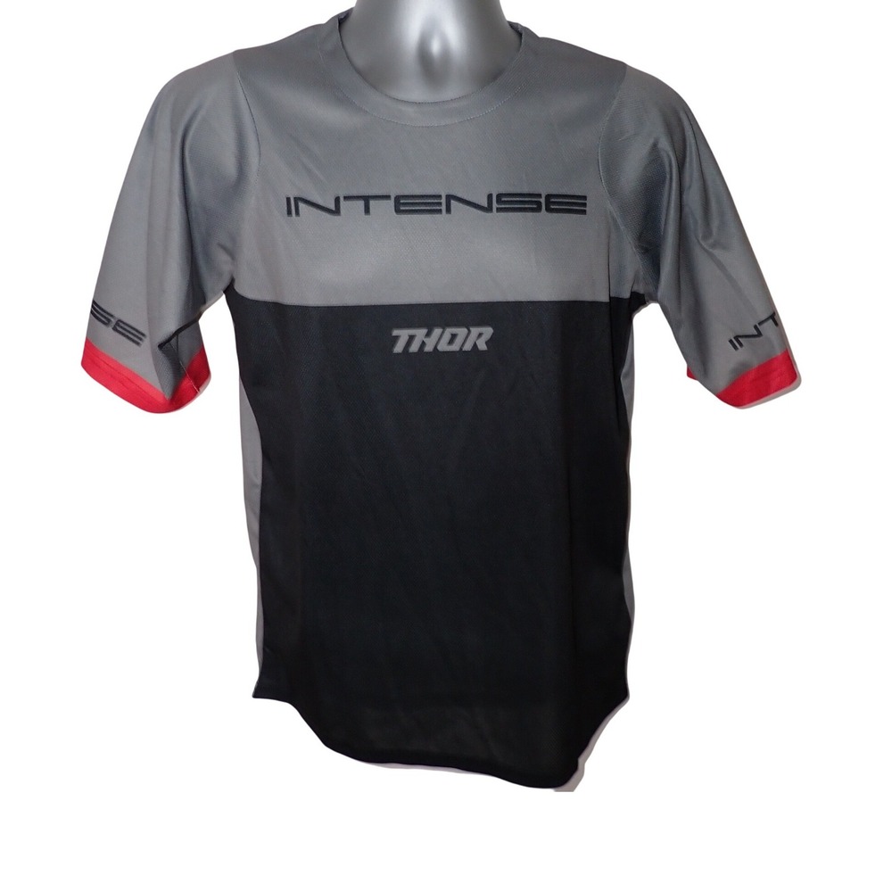 Thor Men's Intense Motocross Jersey Gray Black Red  M Short Sleeve Performance
